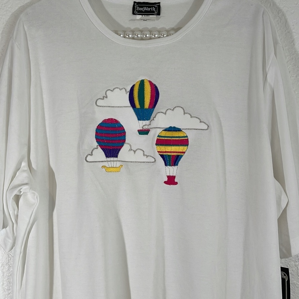 BonWorth Hot Air Ballon’s Embroidered Short Sleeve Graphic Shirt Size 2XL New